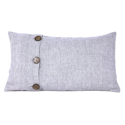 Linen Pillow Cover - Lumbar - Light Natural with Buttons  - 12 x 20 - Stonewashed - Luxury Thick Linen