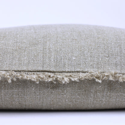 Linen Pillow Cover - Lumbar - Natural with Frayed Edges - 12 x 20 - Stonewashed - Thick Linen