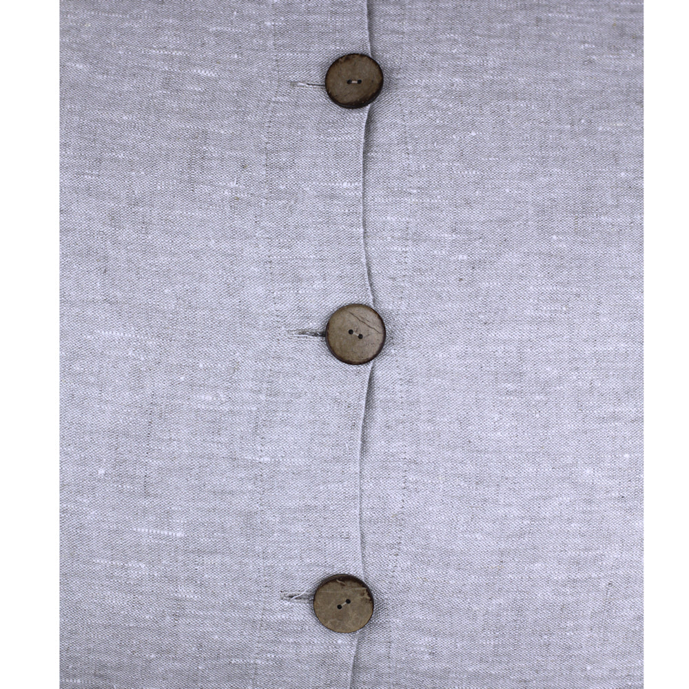 Linen Pillow Cover - Sham - Light Natural with Buttons  - 24 x 24 - Stonewashed - Luxury Thick Linen