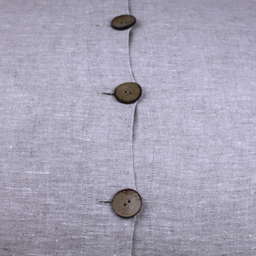 Linen Pillow Cover - Sham - Light Natural with Buttons  - 24 x 24 - Stonewashed - Luxury Thick Linen