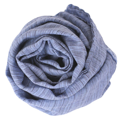 Linen Scarf - Stonewashed - Blue Stripes - Frayed Edges - Thin Linen