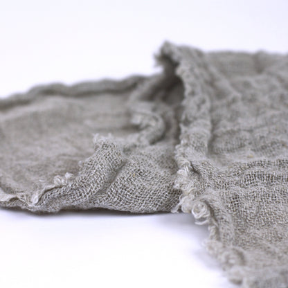 Linen Scarf - Stonewashed - Natural - Loose Open Weave - Frayed Edges - Thin Linen