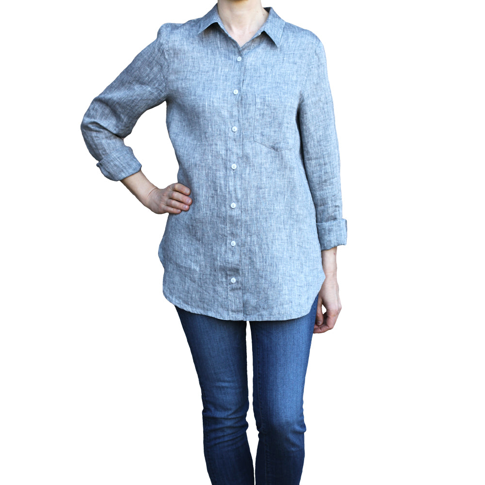 Linen Shirt - Heather Black - Stonewashed - Luxury Thin Linen