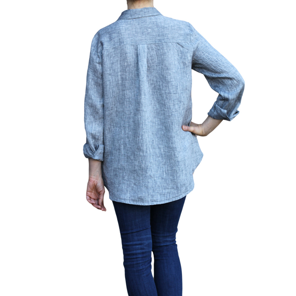 Linen Shirt - Heather Black - Stonewashed - Luxury Thin Linen