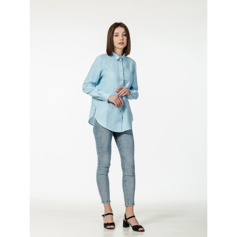 Linen Shirt - Light Blue - Stonewashed - Luxury Thin Linen