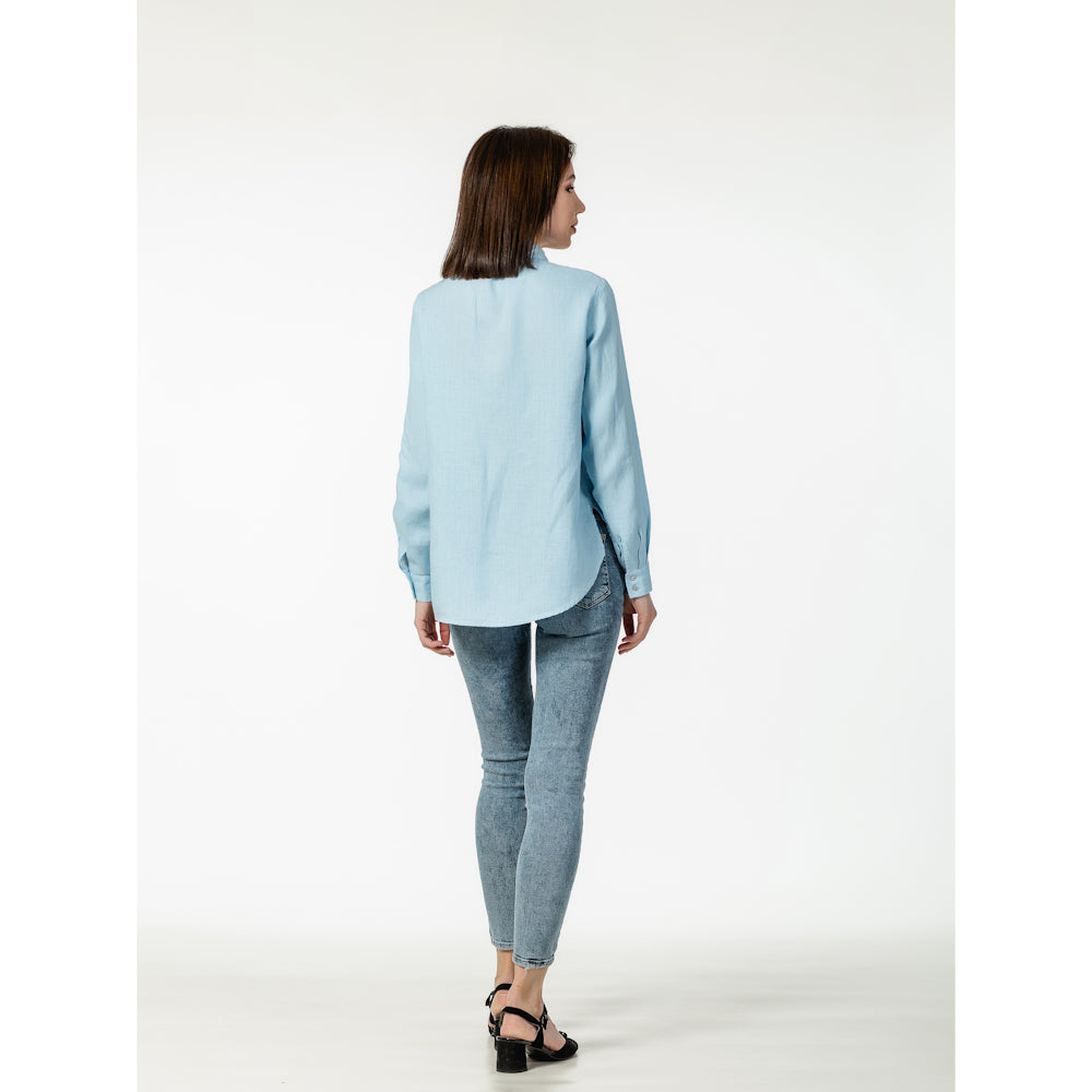 Linen Shirt - Light Blue - Stonewashed - Luxury Thin Linen