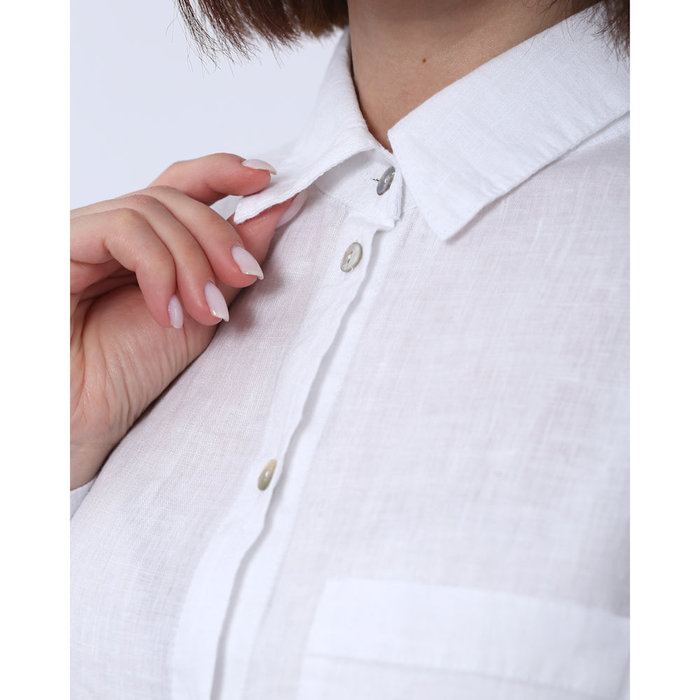 Linen Shirt - White - Stonewashed - Luxury Thin Linen