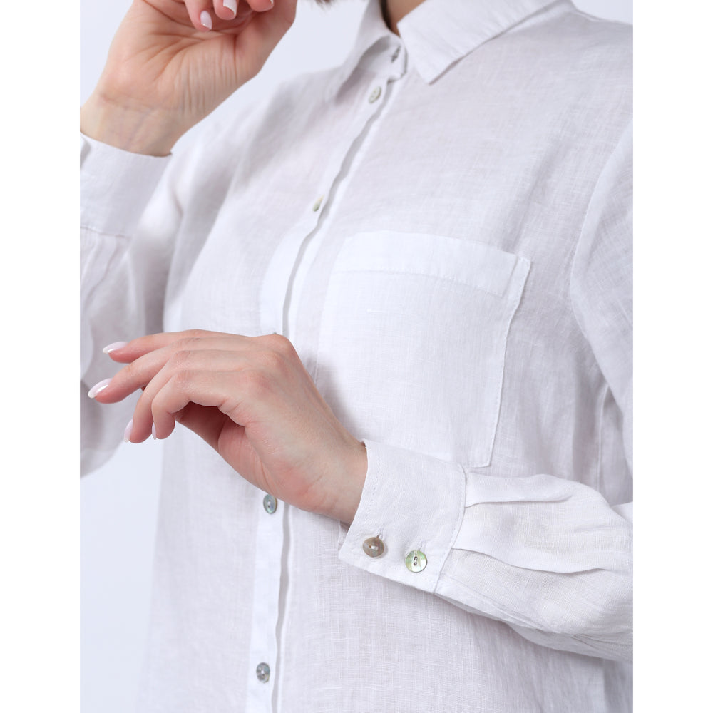  Linen Long Sleeve Classic White Shirts, 100% European Linen  Women Clothes, Available in Various Colors : Handmade Products
