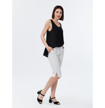 Linen Shorts - White - Stonewashed - Luxury Medium Thick Linen