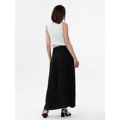 Linen Skirt - Black - Stonewashed - Luxury Medium Thick Linen