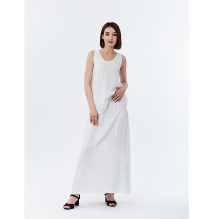 Linen Skirt - White - Stonewashed - Luxury Medium Thick Linen