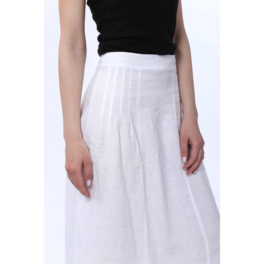 Linen white shop skater skirt