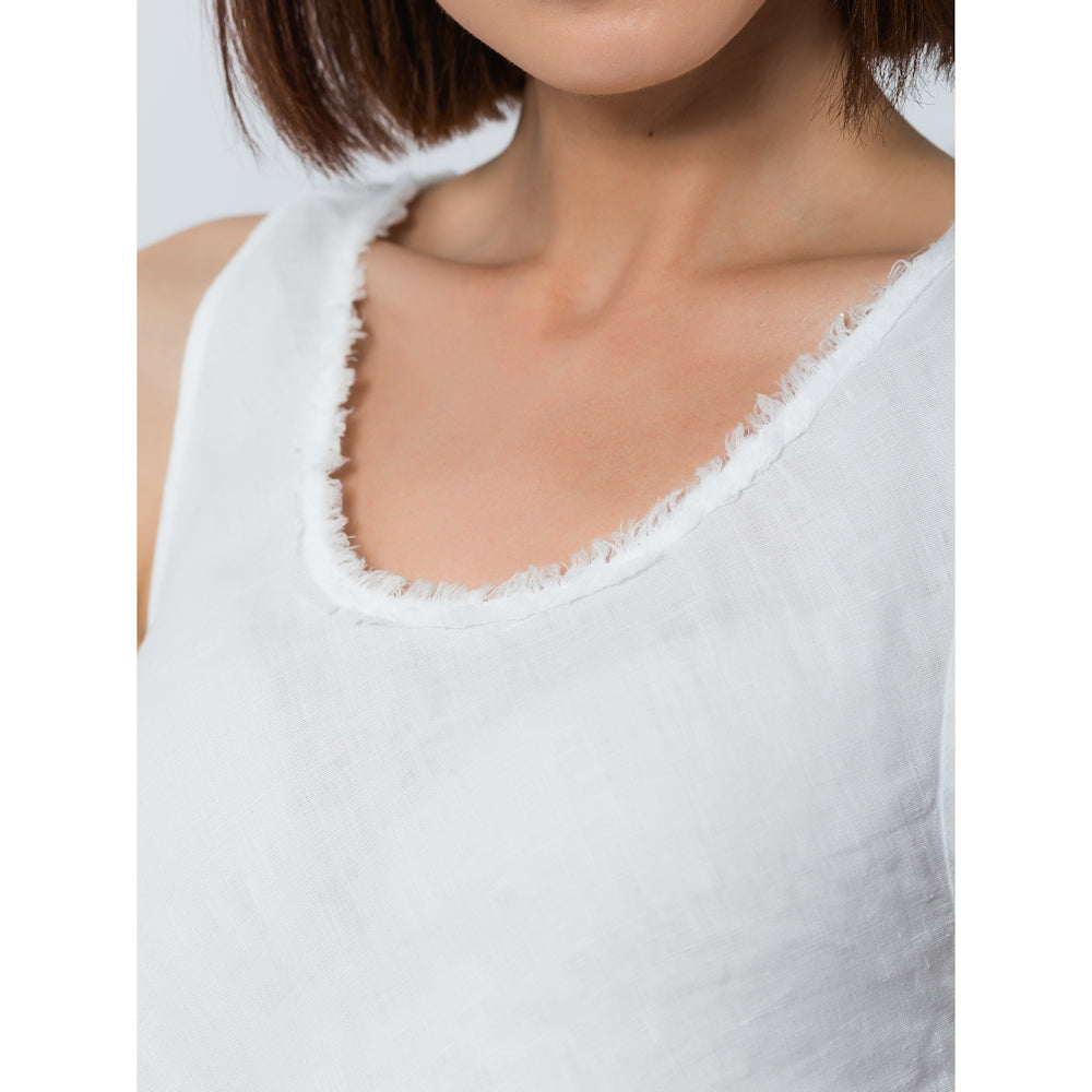 Linen Top - White - Stonewashed - Luxury Thin Linen