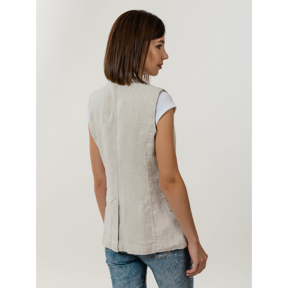 Sleeveless Short Linen Vest