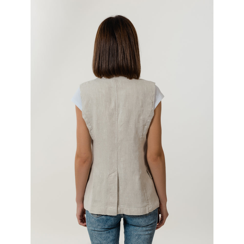 Linen Vest - Light Natural - Stonewashed - Luxury Thick Linen